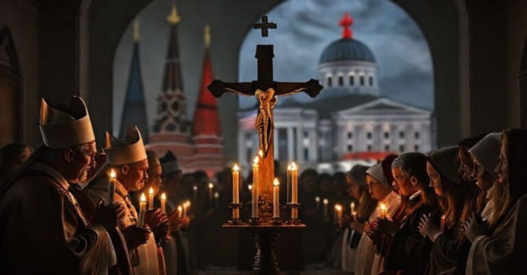 Tradycyjny zbór katolicki w modlitwie o pokój Chrystusa Króla w obliczu geopolitycznych konfliktów