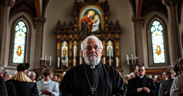 Tradycyjne katolickie zgromadzenie w Narodowym Sanktuarium św. Józefa w Kaliszu z wiernymi modlącymi się przed wotywem przedstawiającym św. Józefa z Dzieciątkiem i Matką Boską