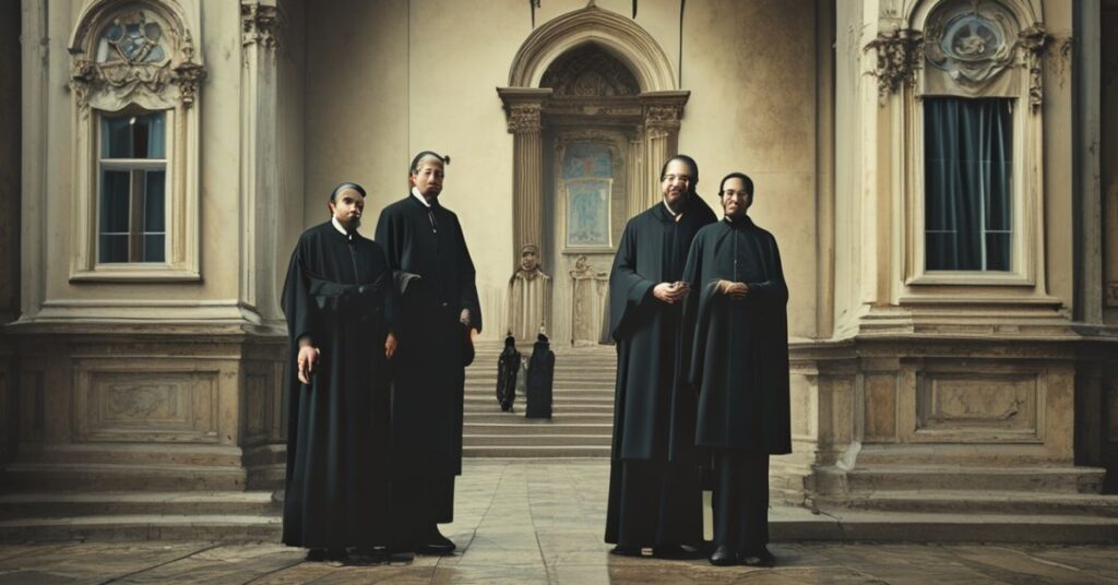 Sobór katolicki przed budynkiem rządowym w Mołdawii - symbolizujący apostazję polityczną i odrzucenie władzy Chrystusa.