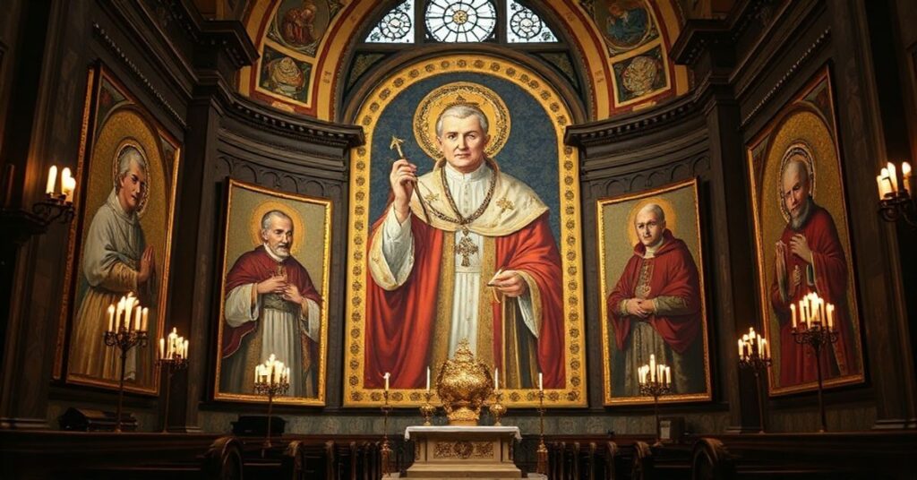 Mozaika przedstawiająca Roberta Prevosta jako Leona XIV w Bazylice św. Pawła za Murami - symboliką apostazji i fałszywej ciągłości w Kościele.