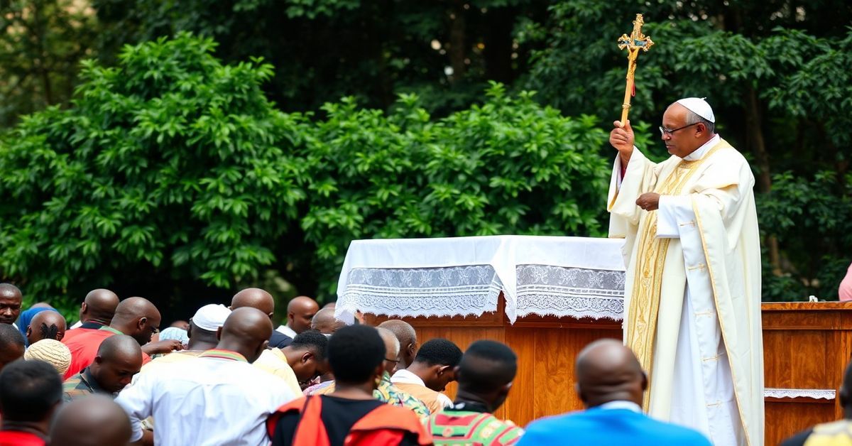 Tradycyjna katolicka msza w Bamendzie podczas wizyty pseudo-papieża Leona XIV w Kamerunie