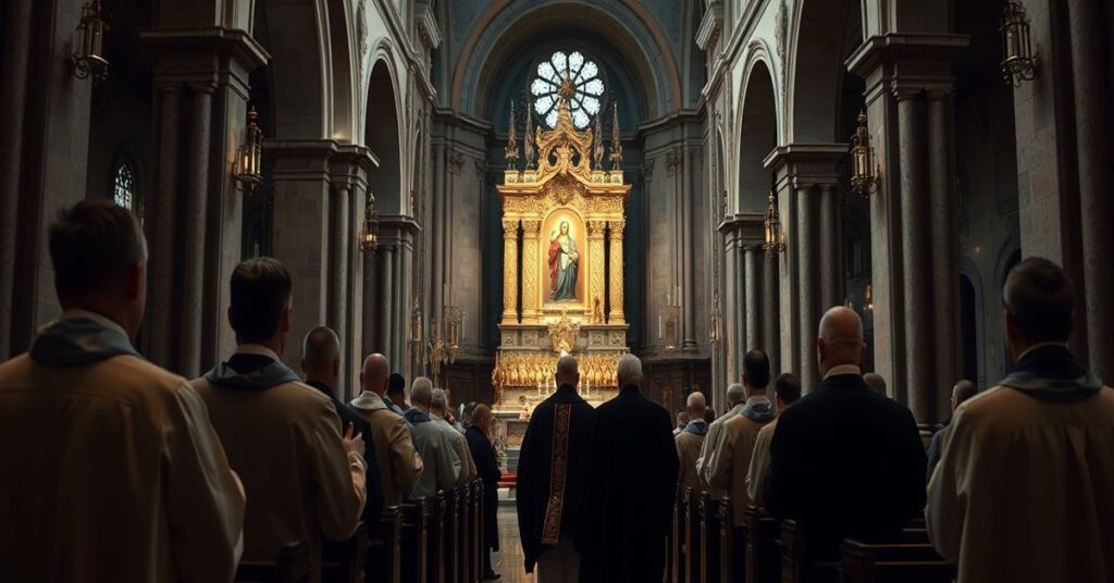 Katolicka bazylika w Krakowie podczas mszy za beatyfikację o. Józefa Andrasza