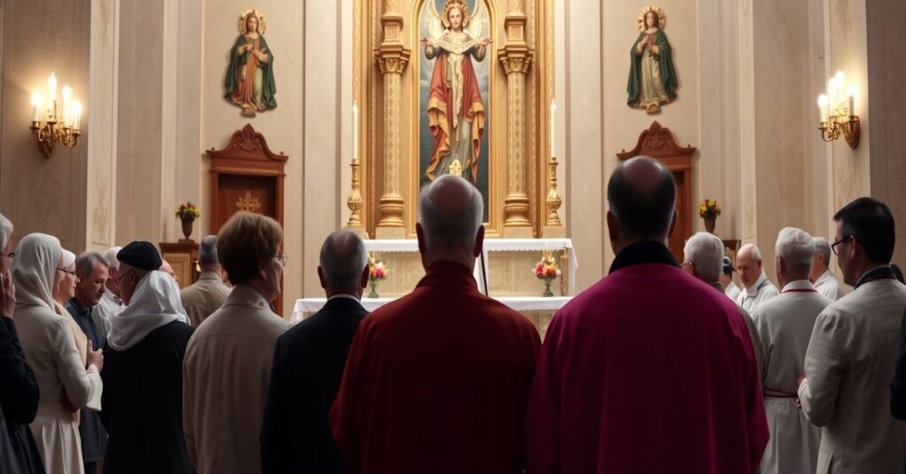 Bazylika Świętego Piotra podczas Mszy Nowus Ordo w 2026 roku z okazji 10. rocznicy śmierci Matki Angeliki