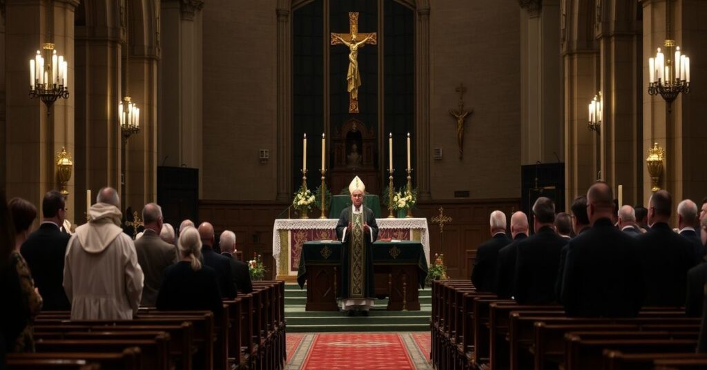 Uroczysta msza pogrzebowa bez prawdziwego sakramentu za "biskupa" Juliana Wojtkowskiego w tradycyjnym kościele katolickim.