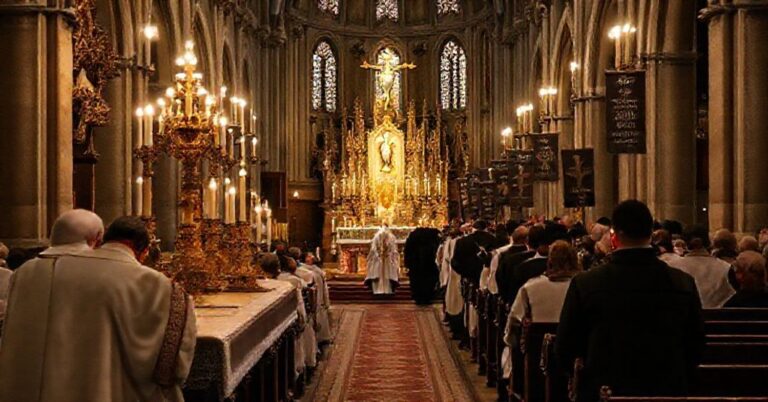 Ołtarz w archikatedrze wrocławskiej podczas tradycyjnej mszy w obrządku łacińskim.