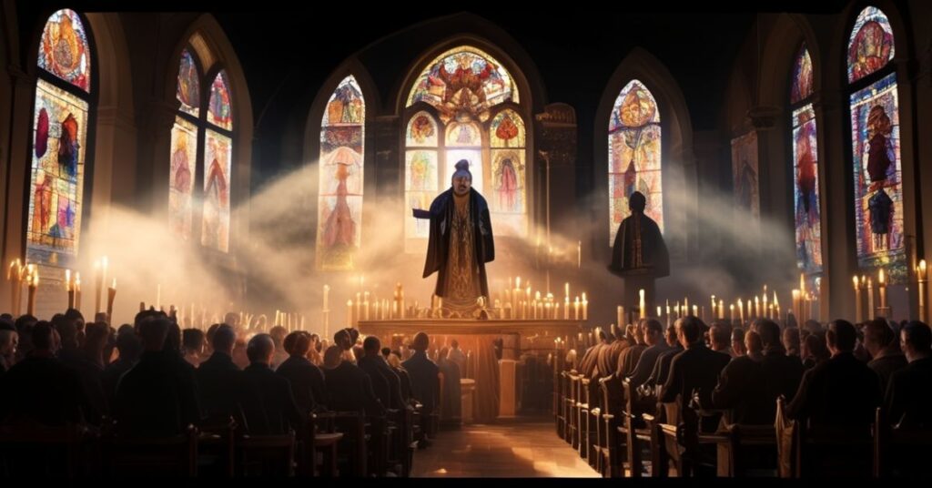 Modlitwa podczas Mszy św. w rycie trydenckim z widocznym działaniem kardynała Roche'a.