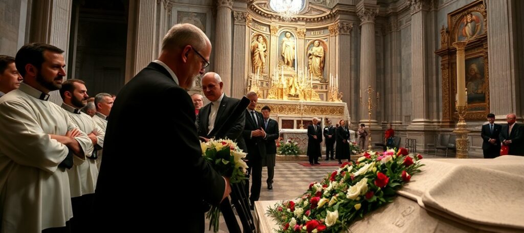 Wnętrze bazyliki św. Piotra podczas kontrowersyjnej mszy za Karola Wojtyłę (Jan Paweł II) w 2026 roku