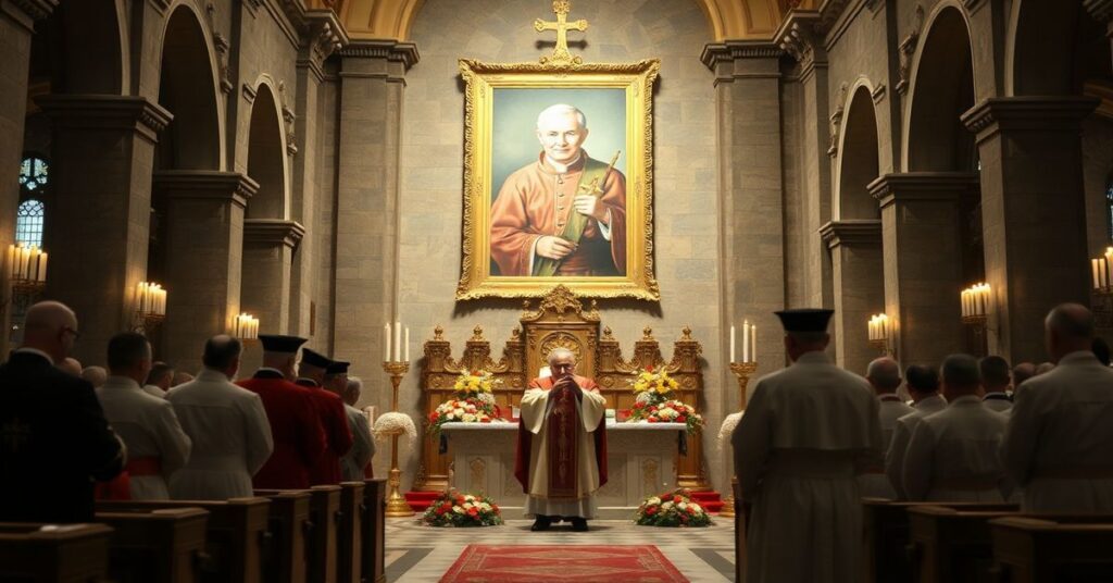 Wnętrze bazyliki Matki Bożej Większej podczas mszy za antypapieża Jorge Bergoglio z udziałem Leona XIV.