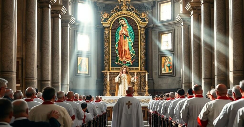 Sobótni Mszał w Bazylice św. Piotra z Leonem XIV i obrazem Matki Bożej z Guadalupe