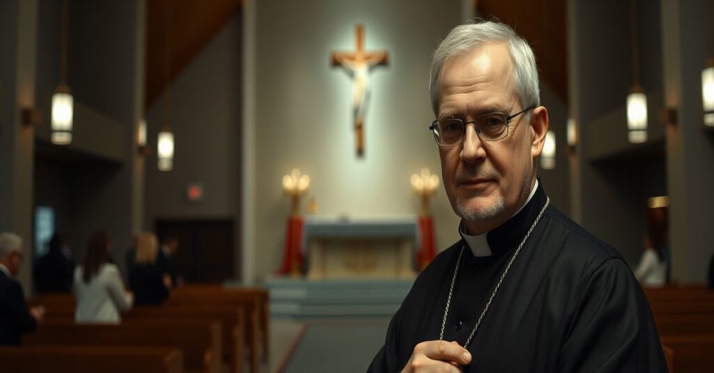 Ks. dr Krzysztof Czapła SAC podczas nabożeństwa pięciu pierwszych sobót w nowoczesnym kościele pozbawionym tradycyjnych elementów