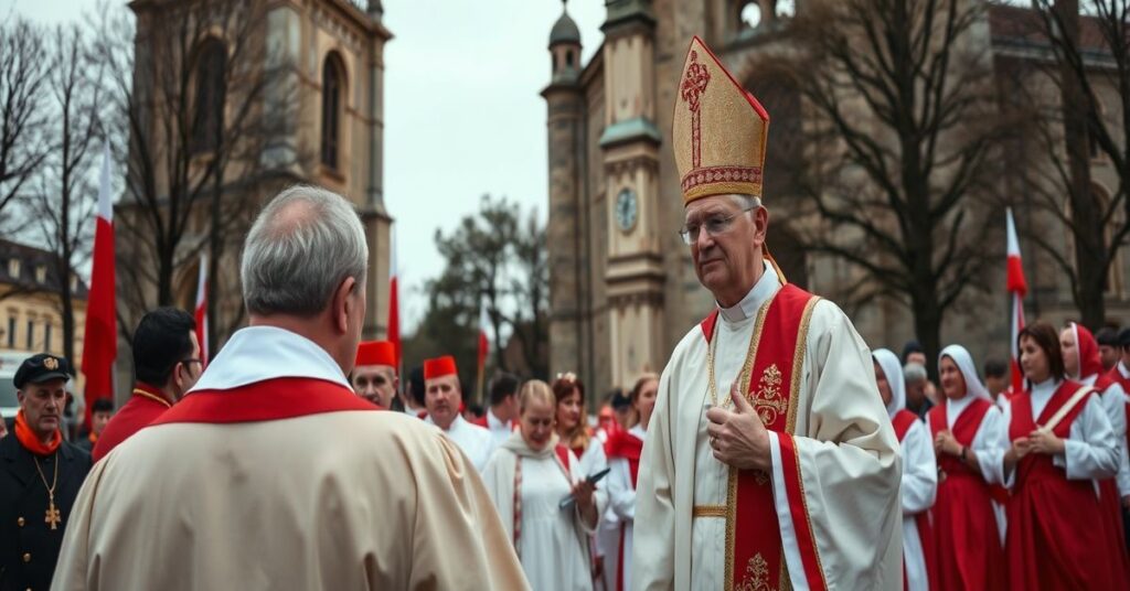 Uroczystość Narodowego Dnia Pamięci Żołnierzy Wyklętych w Miłomłynie z udziałem biskupa Wojciecha Skibickiego celebrującego mszę nowo-ordo bez prawdziwej ofiary Chrystusa i procesji do pomnika Danuty Siedzikówny „Inki” przedstawionej jako „symbol niezłomności” bez odniesienia do Chrystusa Króla.