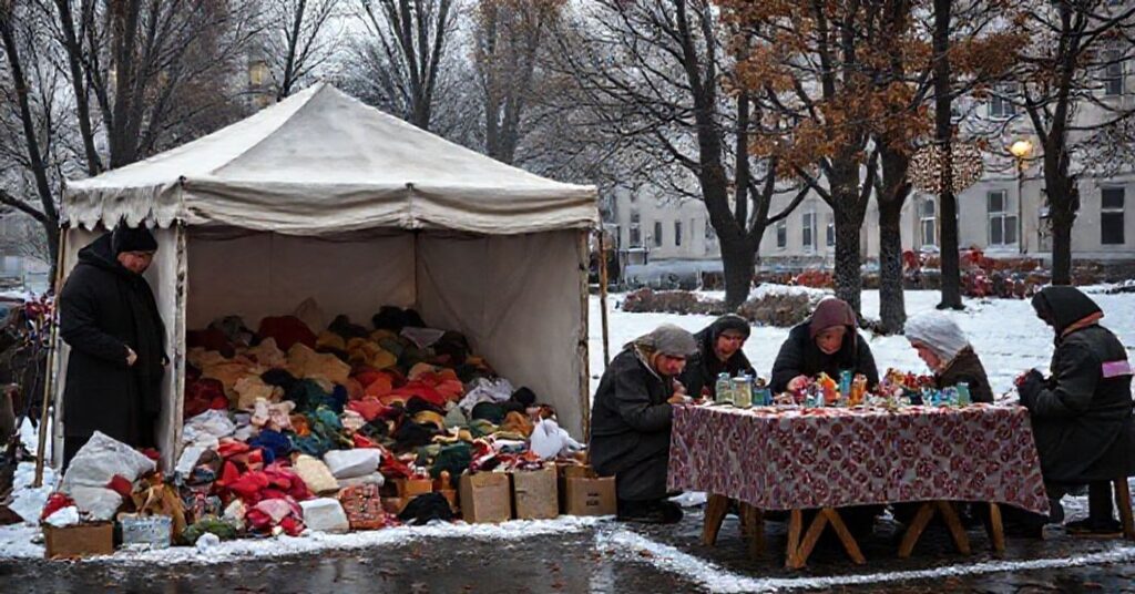Obraz przedstawiający naturalistyczną parodię miłosierdzia w kieleckim ośrodku posoborowym