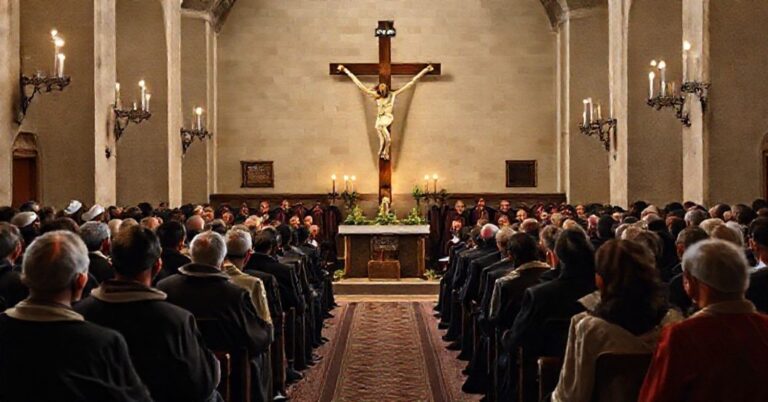 Powściągliwe zebranie katolickie podczas IX Światowego Dnia Ubogich, pokazujące naturalistyczne redukcjonizm miłosierdzia w dokumencie 'Ty jesteś moją nadzieją' rzekomego papieża Leona XIV.