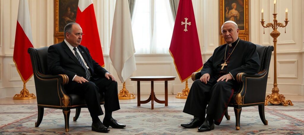 Prezydent Nawrocki spotyka się z fałszywym nuncjuszem Filipazzim w Pałacu Prezydenckim — akt kolaboracji z uzurpatorem Leona XIV i herezją posoborową