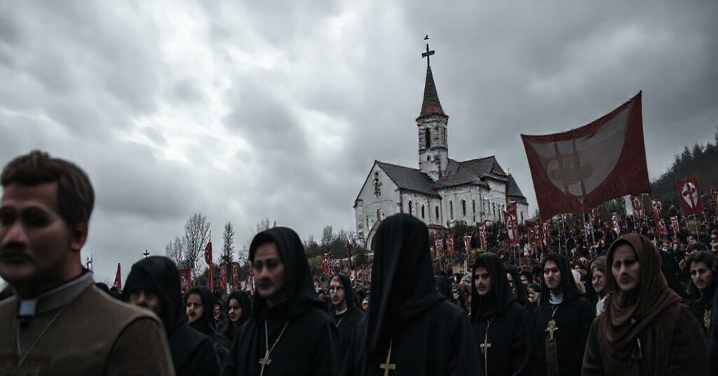 Pesymistyczna prezentacja neo-koncyliarnej sekty na Jasnej Górze, podkreślająca fałszywą duchowość i brakujące tradycyjne katolickie elementy.