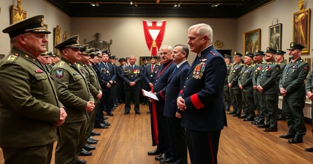 Uroczystość wręczenia nagród Benemerenti w Muzeum Wojska Polskiego z udziałem wojskowych i przedstawicieli mediów watykańskich
