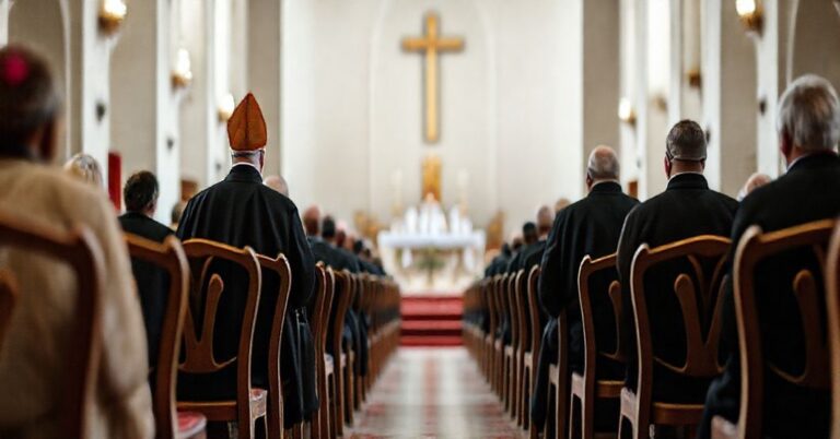 Uroczysta inauguracja roku akademickiego w neo-seminarium w Gorzowie Wielkopolskim, z "biskupami" w modernistycznych ornatach, brak tradycyjnych elementów religijnych.