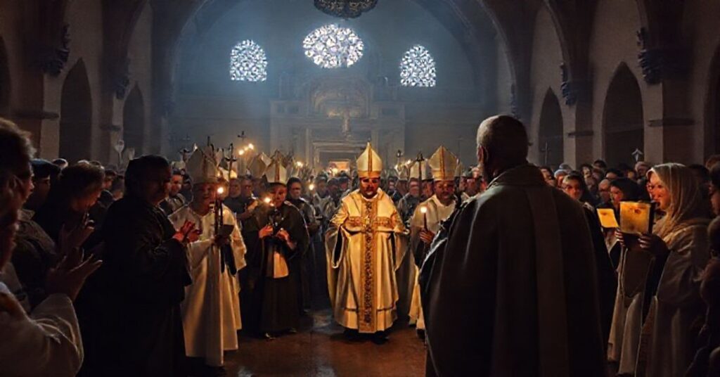 Procesja neokatechumenalna w Sandomierzu z fałszywym biskupem Krzysztofem Nitkiewiczem i redemptorystą Jackiem Zdrzałkiem