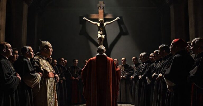 Scena katolicka przedstawiająca kryzys Niemieckiej Drogi Synodalnej z Leonem XIV i biskupami