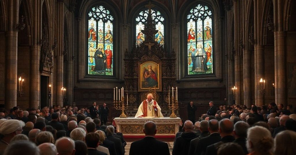 Poważna scenografia wawelskiej katedry z nielegalnym ingresem pseudo-kardynała Grzegorza Rysia w 2025 roku.