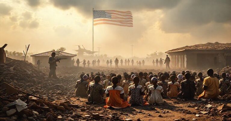 Zdjęcie przedstawiające porwanie uczniów i nauczycieli z katolickiej szkoły w Nigerii.