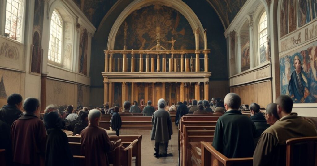 Wierni w kościele w Charlotte obserwują usunięcie ołtarzowych balasek przez nieprawowitych duchownych