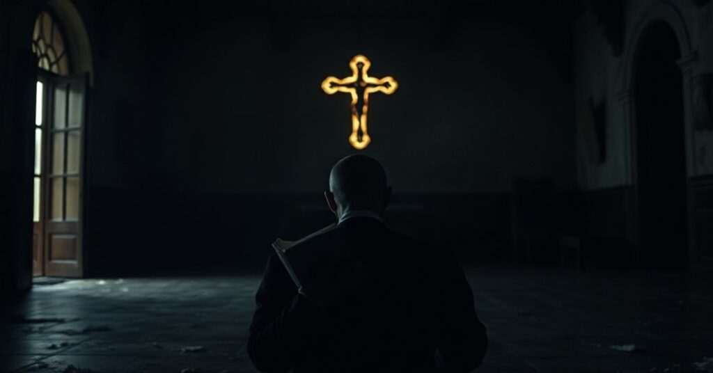 Odrzucony człowiek w tradycyjnym katolickim środowisku, symbolizujący rozpacz i brak nadziei.