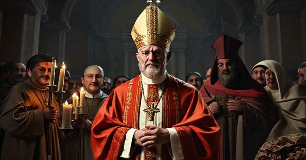 Obraz przedstawiała skandaliczną nominację Sławomira Odera do struktury neo-kanonizacyjnej przez antypapieża Leona XIV.