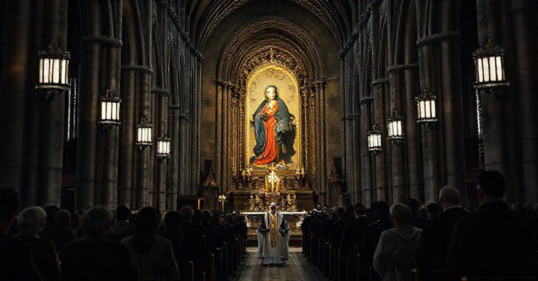Notre-Dame: Profanacja „Kaplicy Polskiej” z Obrazem Częstochowskim Wnętrze Notre-Dame z nowoczesną „Kaplicą Polską”, kopią Obrazu Matki Bożej Częstochowskiej i neomodernistycznym rytem liturgicznym.