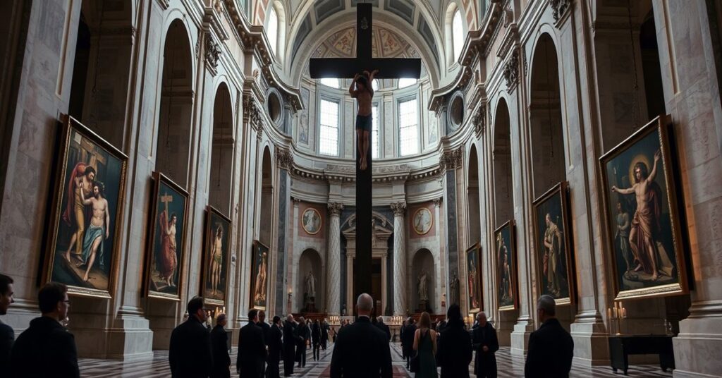 Nowa Droga Krzyżowa w Bazylice św. Piotra przedstawiająca kontrowersyjne prace protestanckiego artysty Manuela Andreasa Dürra.