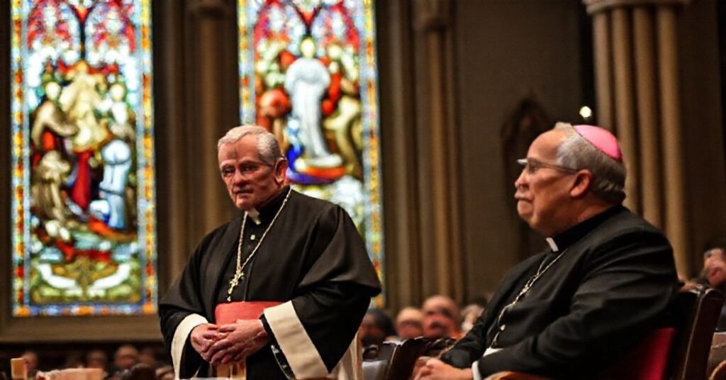 Arcybiskup Paul Coakley i biskup Daniel Flores podczas zebrania USCCB w Baltimore