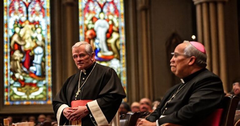 Arcybiskup Paul Coakley i biskup Daniel Flores podczas zebrania USCCB w Baltimore
