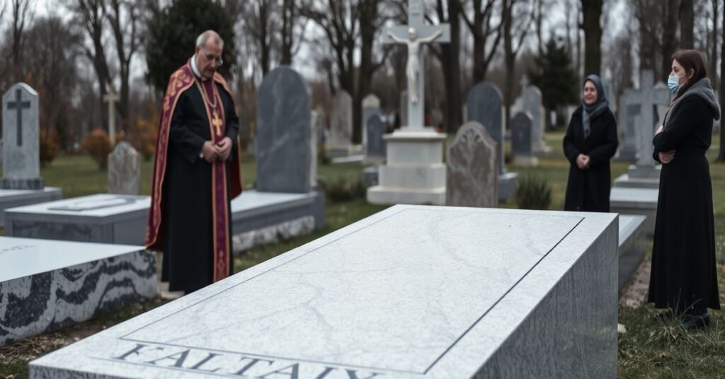 Cmentarz w Poznaniu z nowoczesnymi nagrobkami z granitu bez symboliki katolickiej