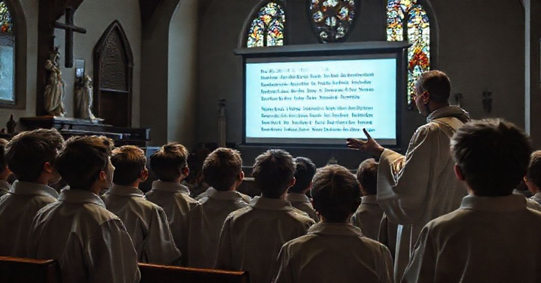Grupa chłopców pod wpływem pseudokapłana Matthew Gonzaleza w sali parafialnej przy parafii św. Bartłomieja w Scotch Plains