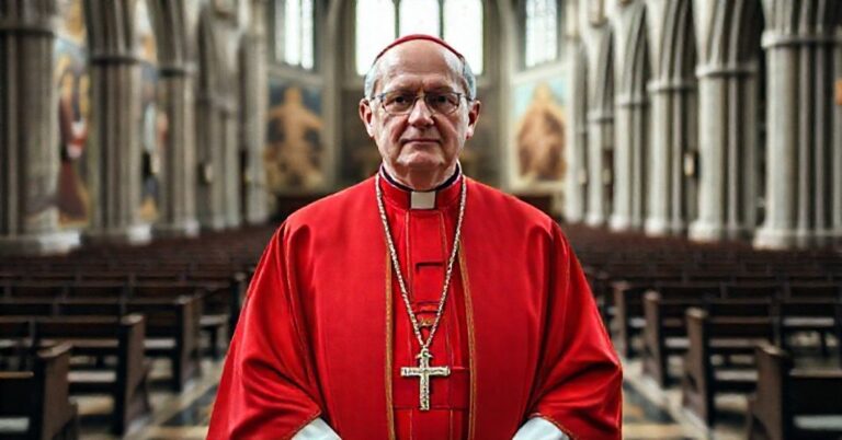 Portret "biskupa" Richarda Motha jako nowego metropolity Westminsteru w nowoczesnej katedrze przy Marble Arch