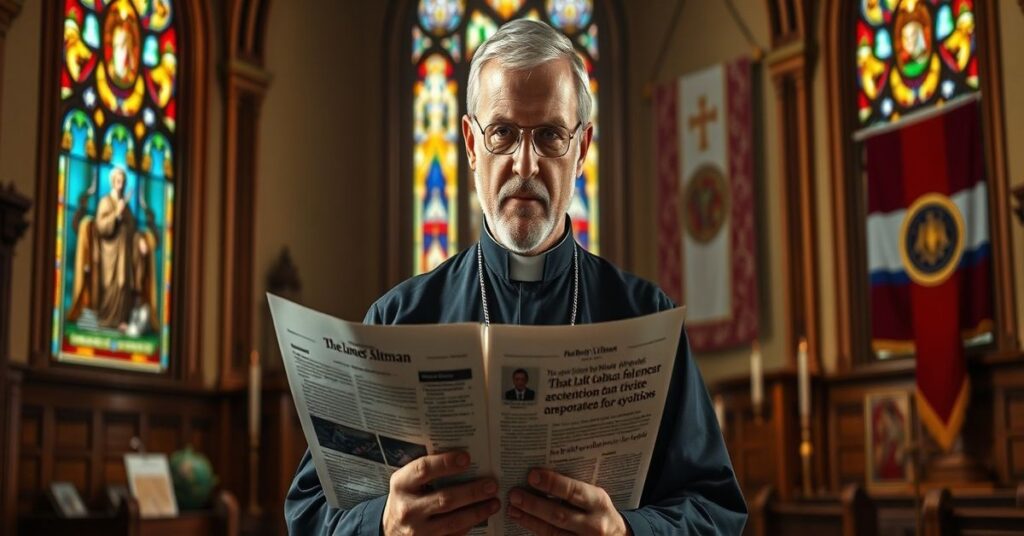 Ojciec James Altman w tradycyjnym kościele katolickim podczas przemówienia o apostazji w Watykanie.