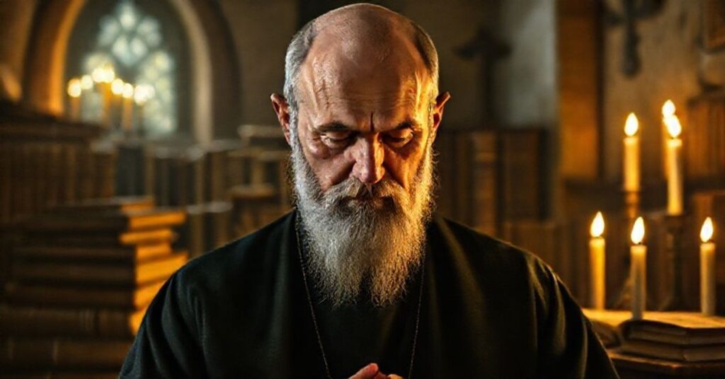 Portret Ojca Maksymiliana Kolbego w tradycyjnym polskim kościele