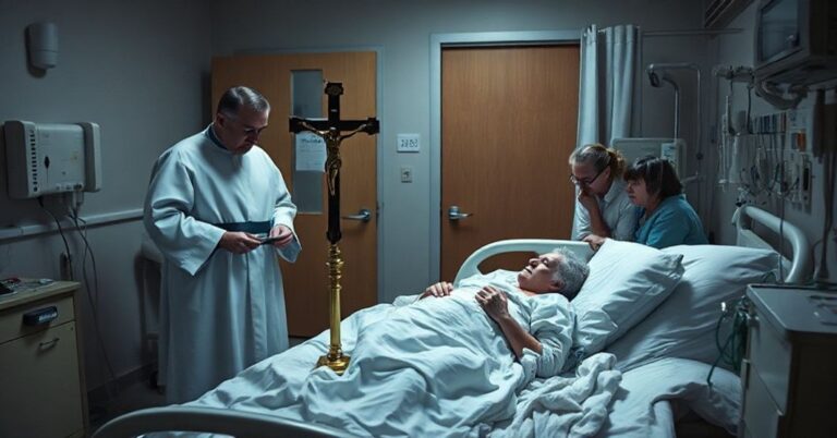 Zdjęcie przedstawiające pacjenta w hospicyjnej opiece bez duchowej opieki kościelnej.