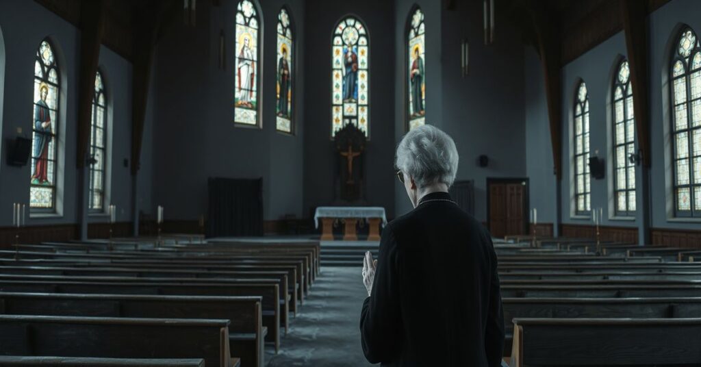Pusta kościół katolicki w Niemczech w 2026 roku - symboliczne wizualizacja upadku wiary