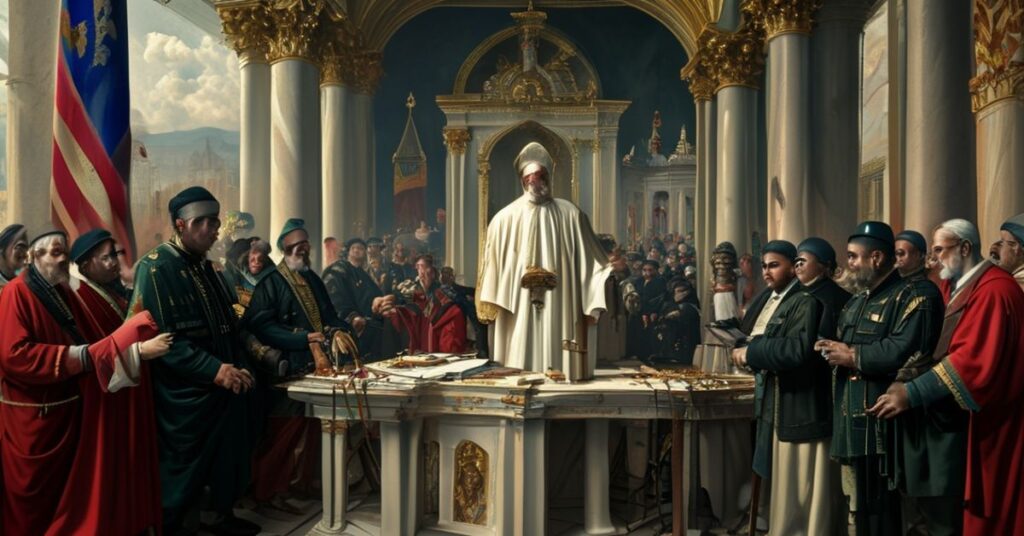 Solemne widok papieża Piusa XII w Watykanie krytykującego imperialistyczne działania Donalda Trumpa podczas jego drugiej kadencji