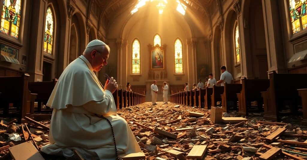 Papież Leon XIV modlący się w zrujnowanym kościele w Caracas po trzęsieniu ziemi w Wenezueli — gest humanitarny czy duchowa pustka?