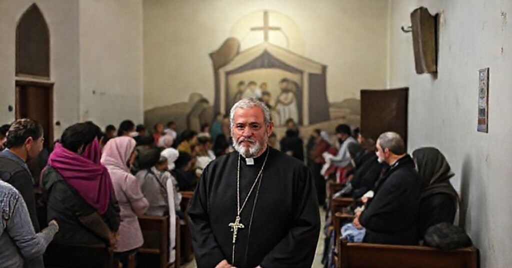 Scena w parafii Ziemi Świętej w Gazie, gdzie tradycyjne katolickie praktyki są przyćmione przez świeckie działania humanitarne