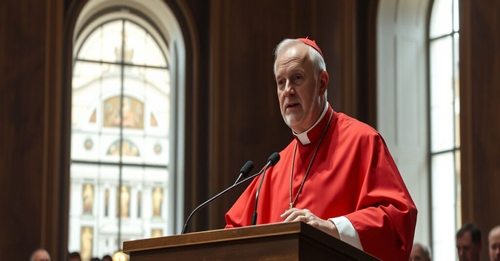 Portret Pietro Parolina przemawiającego w Izbie Deputowanych w Rzymie o pokoju na Bliskim Wschodzie