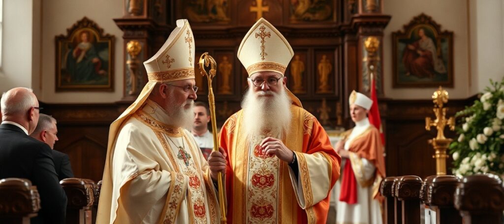 Patriarcha Paweł III Noni modli się w zniszczonym chaldejskim kościele otoczony przez cierpiących chrześcijan z Iraku