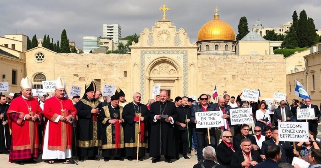 Grupa katoliccy patriarchów w Jerozolimie przed Grobem Świętym, potępiająca chrześcijański syjonizm.