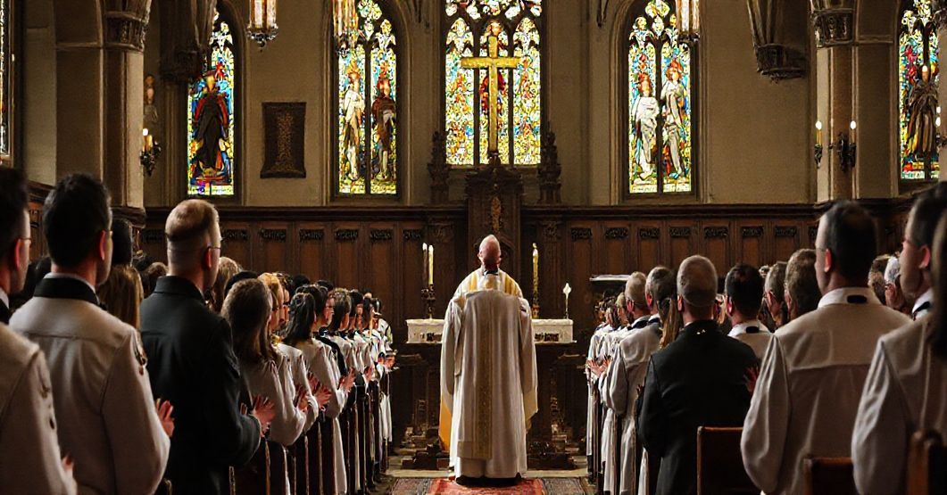 Uroczystość w seminarium Pelplińskim z modernistyczną homilią o osobistej relacji z Chrystusem i obecnością wojskowego.