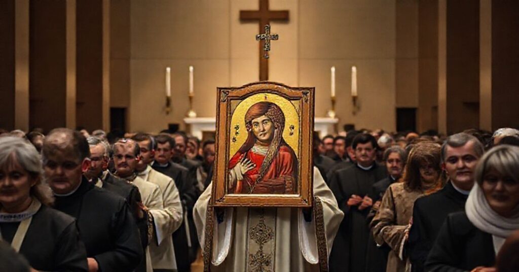 Sobótna procesja z wizerunkiem Jasnogórskim w nowo-modernistycznej diecezji rzeszowskiej