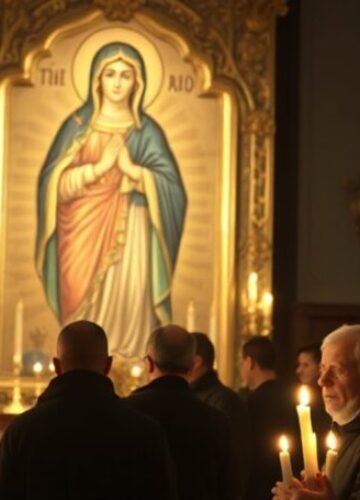 Pielgrzymi przed ikoną Matki Bożej - krytyka nowoczesnego kultu obrazowego Pielgrzymi przed ikoną Matki Bożej w Jarosławiu - krytyka nowoczesnego kultu obrazowego w szkole sedevacantystów