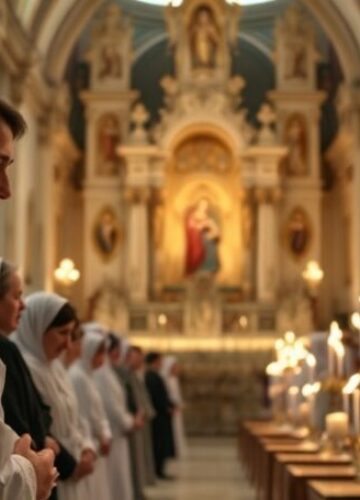 Pielgrzymka kobiet na Jasną Górę - duchowa pustka nowego rytu Grupa kobiet uczestniczących w pielgrzymce na Jasną Górę podczas fałszywej 'Eucharystii' celebrowanej przez 'biskupa' Wiesława Szlachetki.