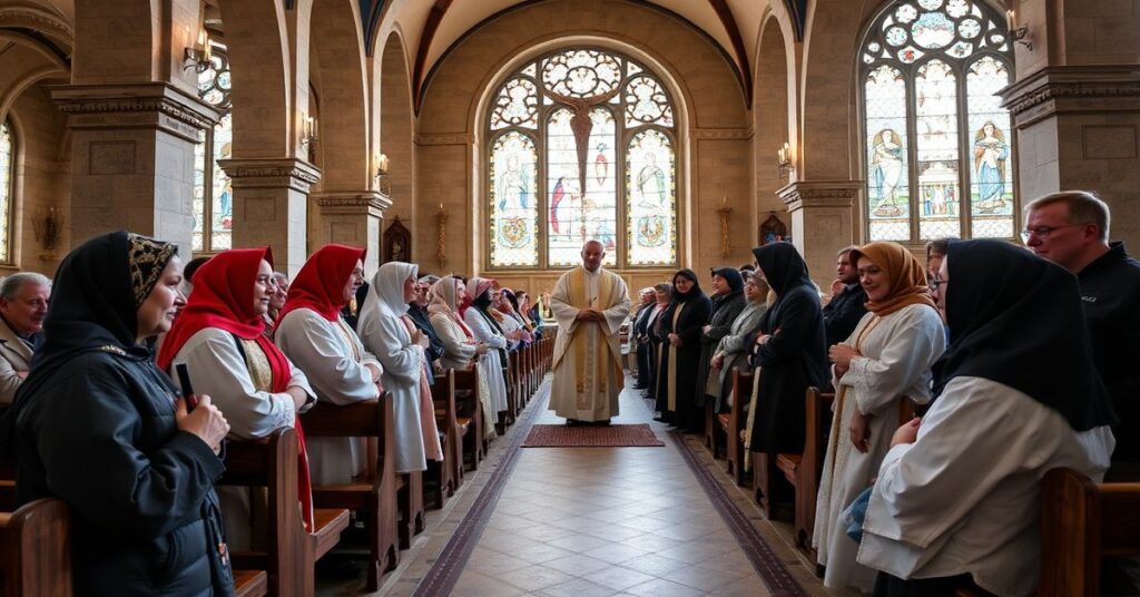 Grupa pielgrzymów podczas inscenizowanej pielgrzymki Kostka300.pl ze Świętym Stanisławem Kostką i błogosławionym Carlo Acutis